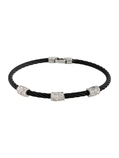 Pre-owned Charriol Diamond Celtic Noir Three Station Bracelet, 6.75", 6.75" In Multicolor