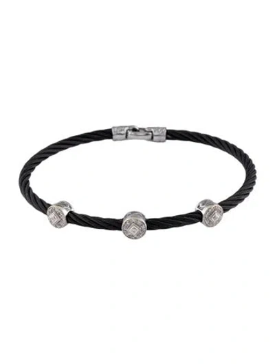 Pre-owned Charriol Diamond Celtic Noir Three Station Bracelet, 6.75" In Multicolor