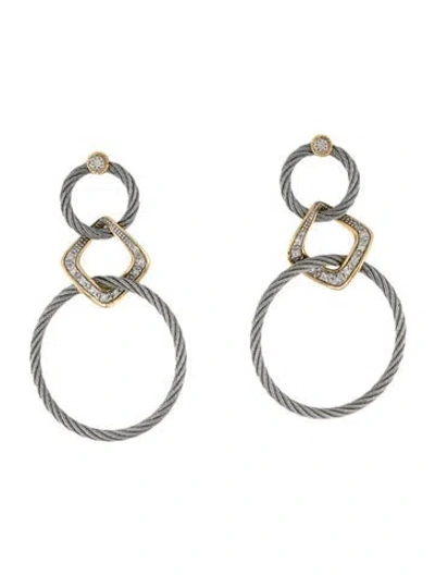 Pre-owned Charriol Diamond Circle Drop Earrings In Multi