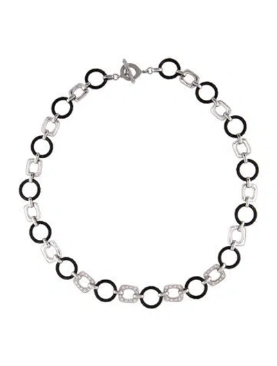Pre-owned Charriol Diamond Circle Link Necklace, 17" In Multi