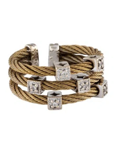 Pre-owned Charriol Diamond Cubestation Cable Ring In Multi