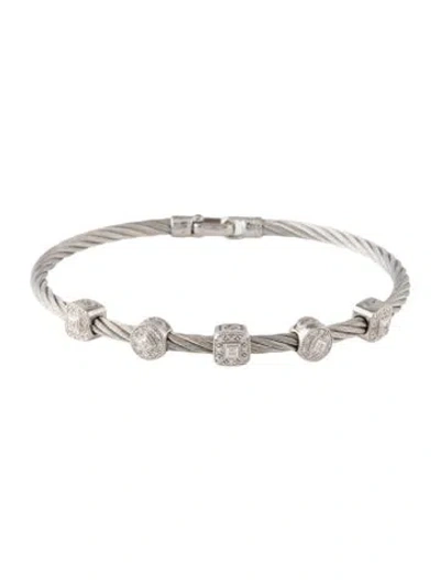 Pre-owned Charriol Diamond Five-station Cable Bracelet, 7" In Multicolor