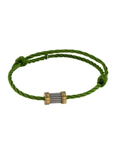 Pre-owned Charriol Diamond Forever Waves Charms Cord Bracelet, 10" In Green