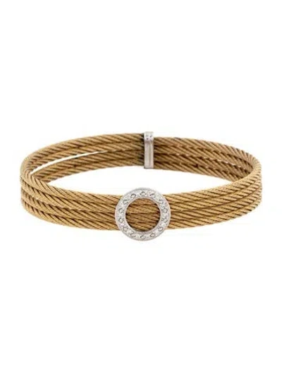 Pre-owned Charriol Diamond Four-row Station Bracelet, 6.25" In Multicolor