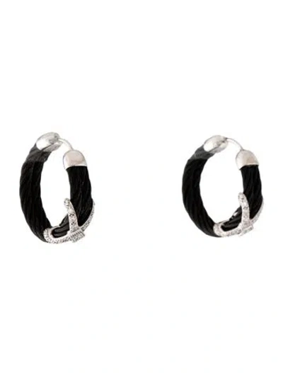 Pre-owned Charriol Diamond Noir Cable Hoop Earrings In Multicolor