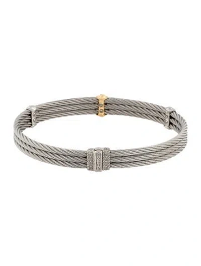 Pre-owned Charriol Diamond Station Bangle Bracelet, 7" In Multicolor