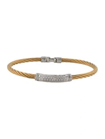 Pre-owned Charriol Diamond Station Cable Bangle Bracelet, 7" In Multicolor