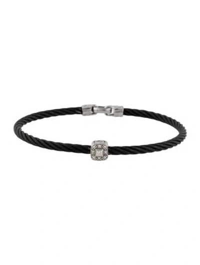 Pre-owned Charriol Diamond Station Cable Bracelet, 7" In Black