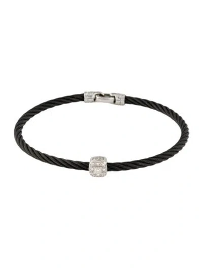 Pre-owned Charriol Diamond Station Cable Bracelet, 7" In Black