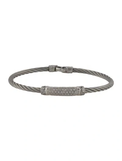 Pre-owned Charriol Diamond Station Cable Bracelet, 7" In Multicolor