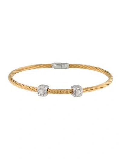 Pre-owned Charriol Diamond Two Station Cable Bracelet, 7" In Multi