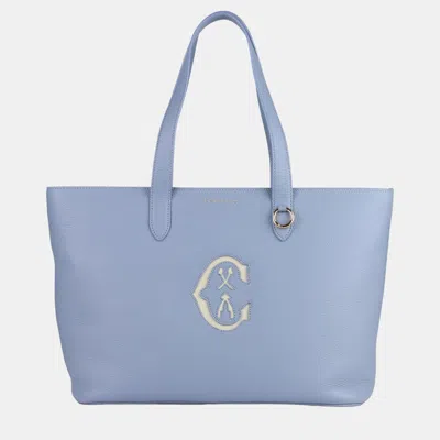 Pre-owned Charriol Esprit Leather Marie Olga Shopper In Blue