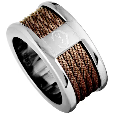 Pre-owned Charriol Forever Stainless Steel And Bronze Pvd Cable Band Ring In Multi