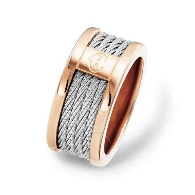 Charriol Forever Stainless Steel Pvd Rose Gold Cable Ring In Pink