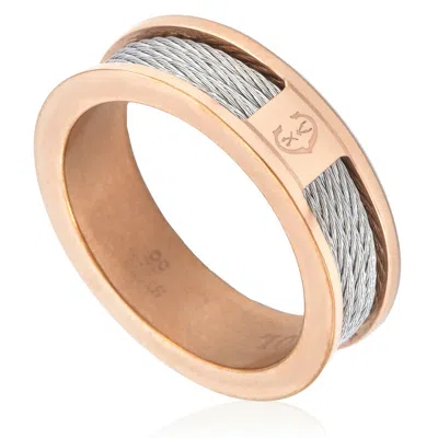 Charriol Forever Thin Rose Gold Pvd Steel Cable Ring