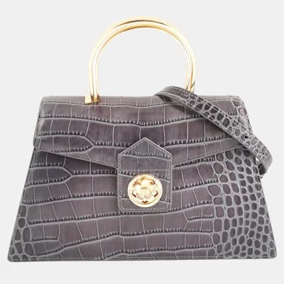 Pre-owned Charriol Grey Leather Laetitia Crossbody