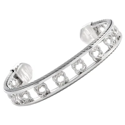 Pre-owned Charriol Heart To Heart Sterling Silver Bangle Bracelet Size Small In Multi