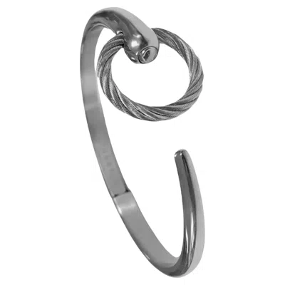 Pre-owned Charriol Infinite Zen Steel Cable Bangle Bracelet 04-101-1232-0c Size M In Multi