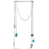 Charriol Kucha Stainless Steel Two Turquoise And Horn Pendants Open Ended Necklace In Multi