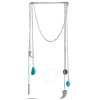 CHARRIOL CHARRIOL KUCHA STAINLESS STEEL TWO TURQUOISE AND HORN PENDANTS OPEN ENDED NECKLACE