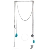 Charriol Kucha Stainless Steel Two Turquoise And Horn Pendants Open Ended Necklace In Multi-color