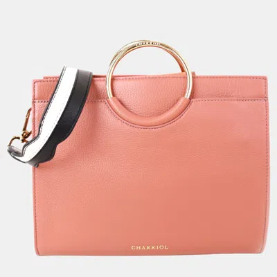 Pre-owned Charriol Light Brown/off White Leather Forever Handbag