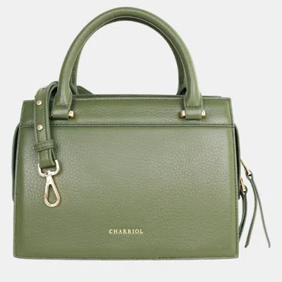 Pre-owned Charriol Military Green Leather Forever Handbag