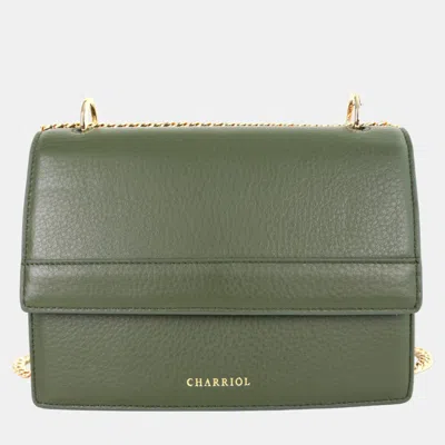 Pre-owned Charriol Military Green Leather Forever Handbag