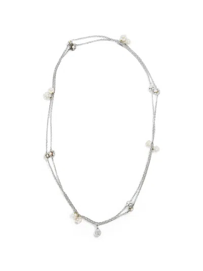 Pre-owned Charriol Mother-of-pearl Floral Necklace In Silver