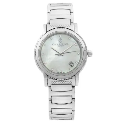 Pre-owned Charriol Parisii Steel Diamond White Mop Dial Quartz Ladies Watch P33s2.920.001