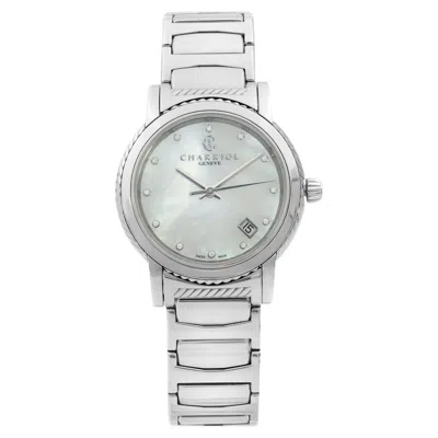 Pre-owned Charriol Parisii Steel Diamond White Mop Dial Quartz Ladies Watch P33s2.920.001