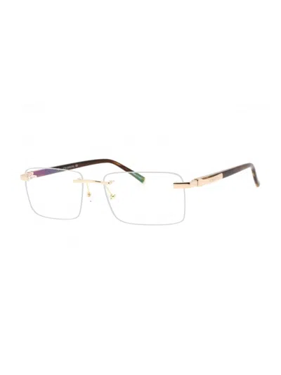 Charriol Pc75112 Metal Rectangular Men's Eyeglasses In Shiny Gold/brown Horn / Clear Lens