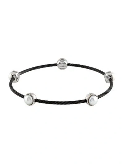 Pre-owned Charriol Pearl Station Bangle Bracelet, 7.5" In Multi
