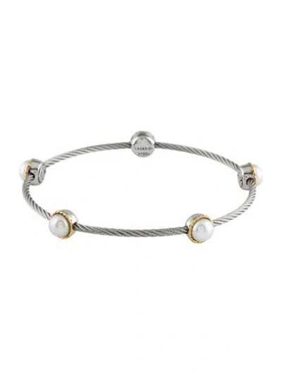 Pre-owned Charriol Pearl Station Bangle Bracelet, 7.5" In Multi