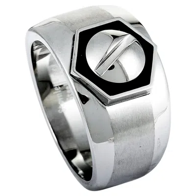 Pre-owned Charriol Rotonde Stainless Steel Black Epoxy Band Ring