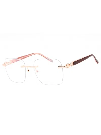 Charriol Sleek Rectangular Women's Eyeglasses - Pc71057 In C03 - Shiny Pink Gold/silver / Clear Lens