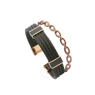 Charriol St. Tropez Stainless Steel And Pink And Black Pvd Black Lacquer Cable And Chain Bracelet