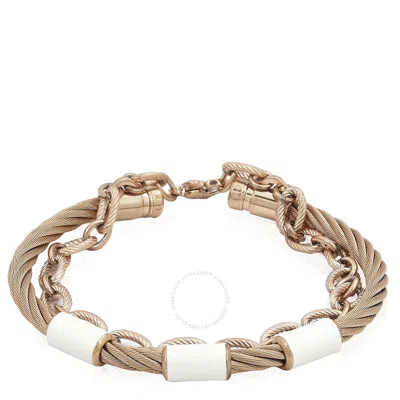 Charriol St Tropez Steel Pink Pvd And White Lacquer Cable Bangle In Gold