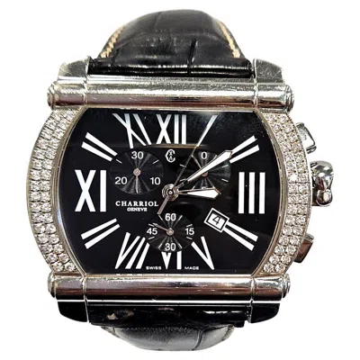Pre-owned Charriol Stainless Steel Diamond Chronograph Wristwatch, Roman Numeral Dial In Multi