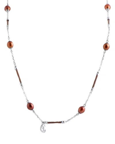 Charriol Pearl Stainless Steel Bronze Pvd Brown Pearls Long Necklace In Multi-color