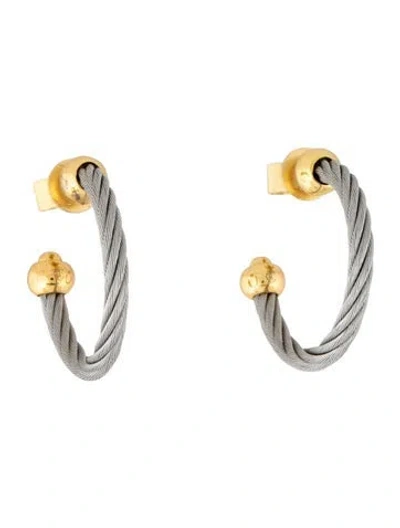 Pre-owned Charriol Steel Cable Hoop Earrings In Multicolor