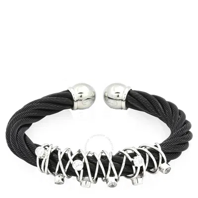 Charriol Tango White Cz Stones Stainless Steel Black Pvd Cable Bangle