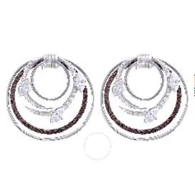 Charriol Tango White Cz Stones Stainless Steel Bronze Pvd Cable Earrings In Metallic
