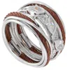 CHARRIOL CHARRIOL TANGO WHITE CZ STONES STAINLESS STEEL BRONZE PVD CABLE RING