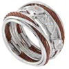 Charriol Tango White Cz Stones Stainless Steel Bronze Pvd Cable Ring