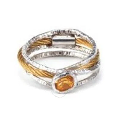 Charriol Tango Yellow Citrine Stainless Steel Yellow Pvd Cable Ring In Silver / Yellow