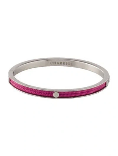Pre-owned Charriol Thin Forever Icon Hinged Bangle, 6.75" In Pink