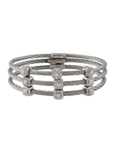 Pre-owned Charriol Three-station Bangle Bracelet Set, 6.75" In Multi