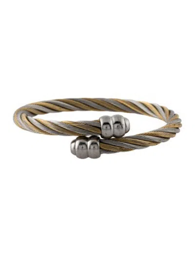 Pre-owned Charriol Two-tone Celtic Dune Bangle Bracelet, 8" In Multicolor