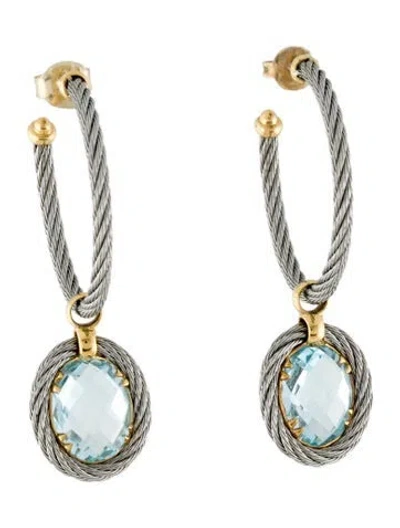 Pre-owned Charriol Two-tone Topaz Classic Cable Drop Earrings In Multi